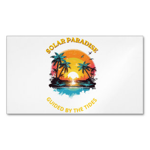 Retro Solar Paradise Guided by the Tides T-Shirt Magnetic Business Card
