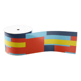 Retro Solid Block Design/Set 2 Grosgrain Ribbon