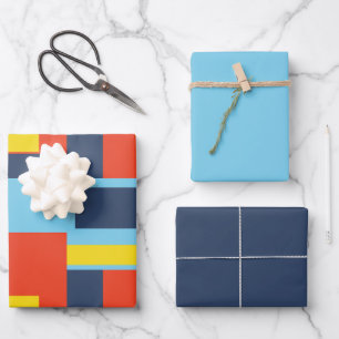 Retro Solid Block Design/Set 2 Wrapping Paper Sheet