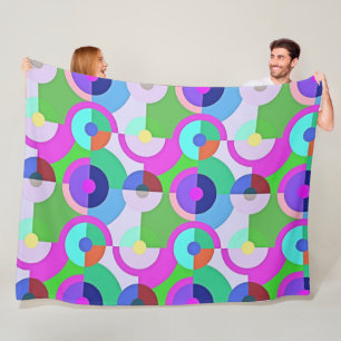 Retro solid geometric shapes pattern 5 fleece blanket