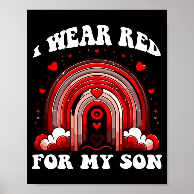 Retro Son Heart Disease Awareness Rainbow Back Pri Poster (Front)