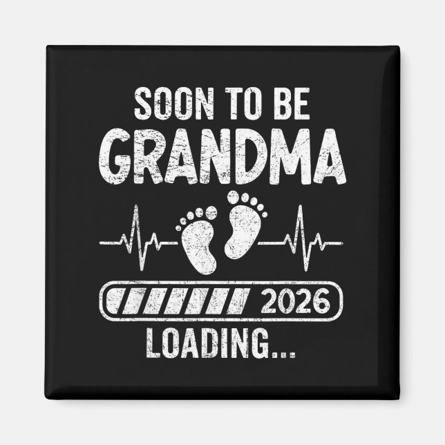 Retro Soon to Be Grandma 2026 Loading Pregnancy Magnet (Front)