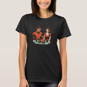 Retro Soulmate Couple Enjoying a Restaurant Steak T-Shirt
