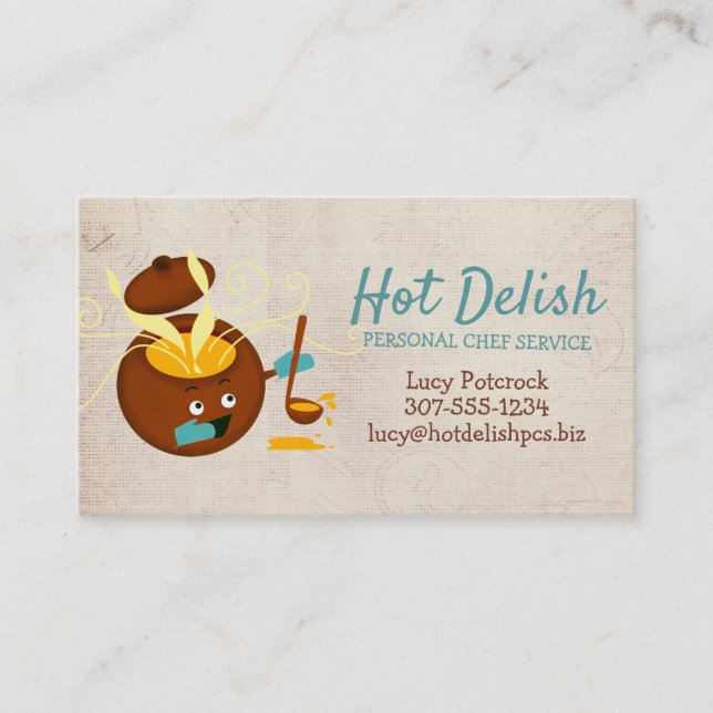 Retro soup pot aromas chef culinary business card (Front)