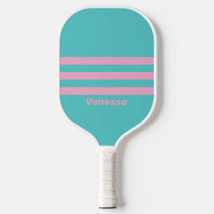 Retro South Beach Across Striping with Name Pickleball Paddle