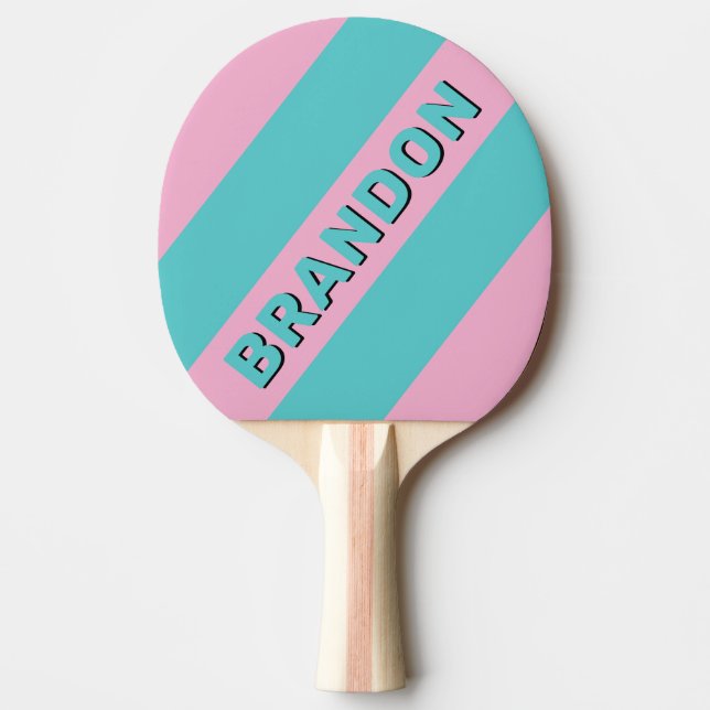 Retro South Beach Bold Stripes with Name Ping Pong Paddle (Front)