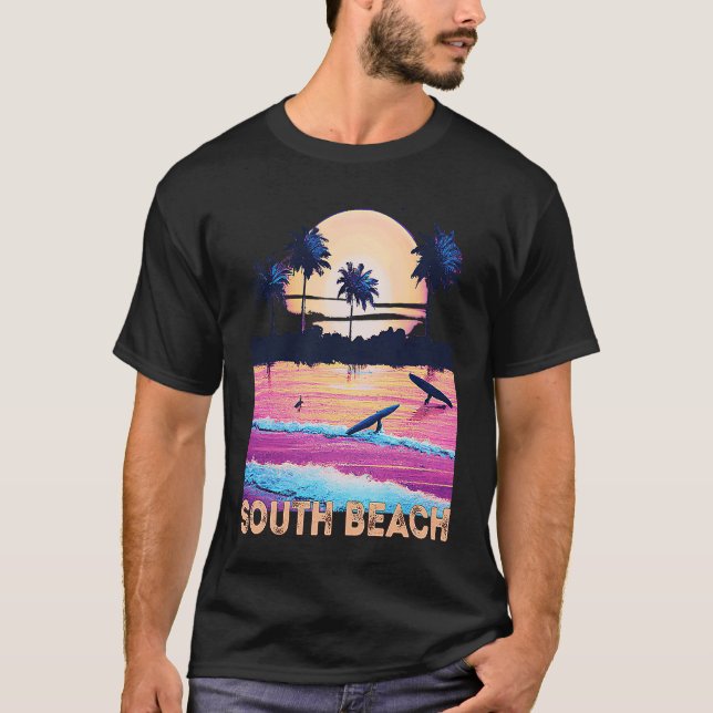 Retro South Beach Florida Souvenir Surf T-Shirt (Front)