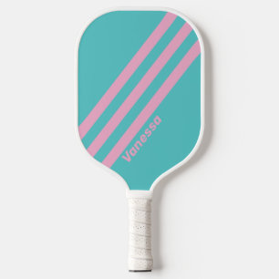 Retro South Beach Stripes with Name Pickleball Paddle