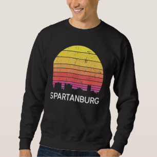 Retro South Carolina City Spartanburg Skyline Vint Sweatshirt