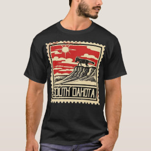 Retro South Dakota Bison Stamp T-Shirt