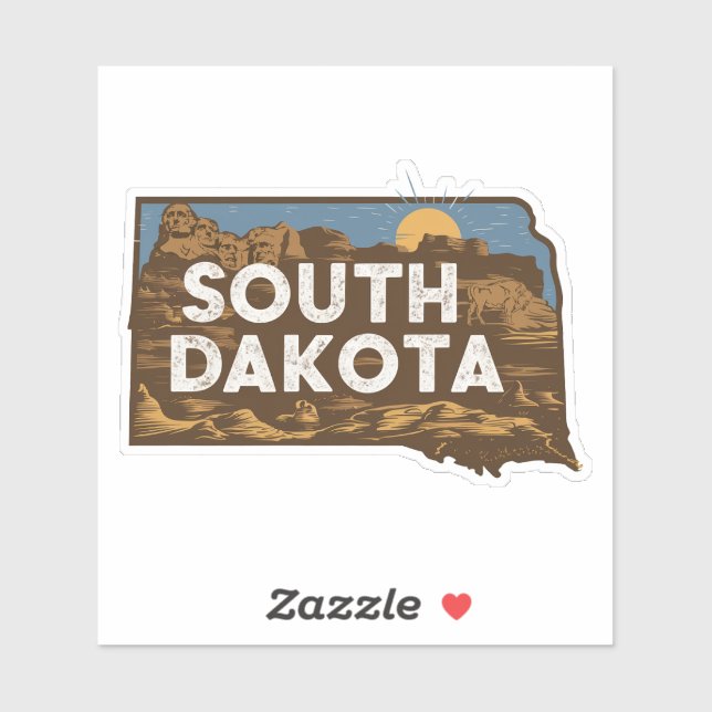 Retro South Dakota State Car Sticker (Sheet)
