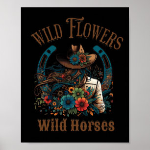 Retro Southern Sunset Cowgirl Wild Flowers - Wild Poster