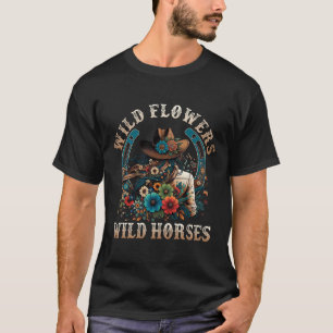 Retro Southern Sunset Cowgirl Wild Flowers - Wild T-Shirt