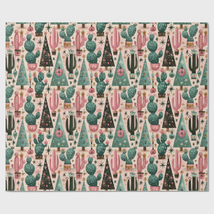 Retro Southwest Christmas Cactus Garden Wrapping Paper