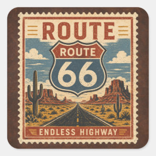 Retro Southwest Roadside Americana Emblem Square Sticker