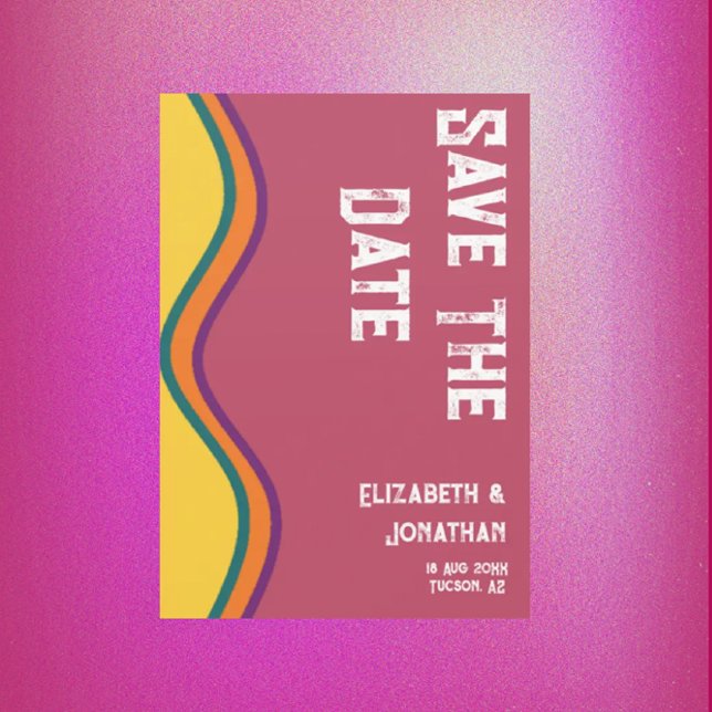 Retro Southwestern Waves Wedding Save The Date (Creator Uploaded)