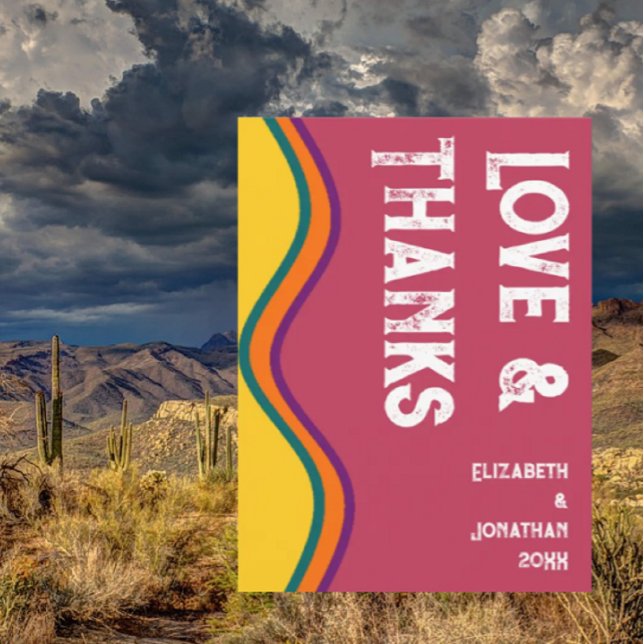 Retro Southwestern Waves Wedding Thank You Card (Creator Uploaded)