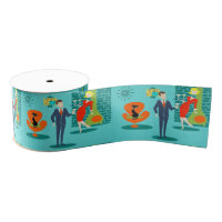 Retro Space Age Cartoon Couple Ribbon