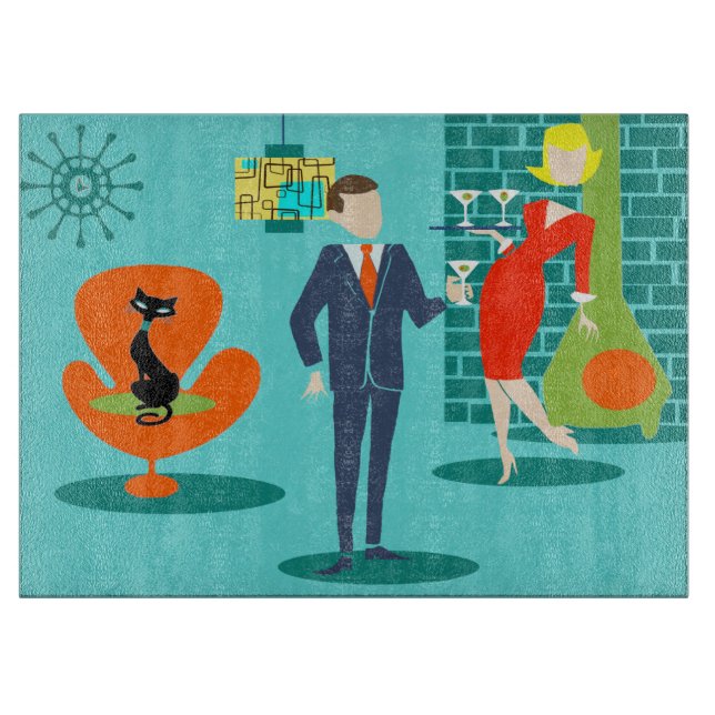Retro Space Age Cartoon Cutting Board (Front)