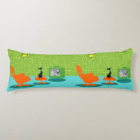 Retro Space Age Kitty Body Pillow