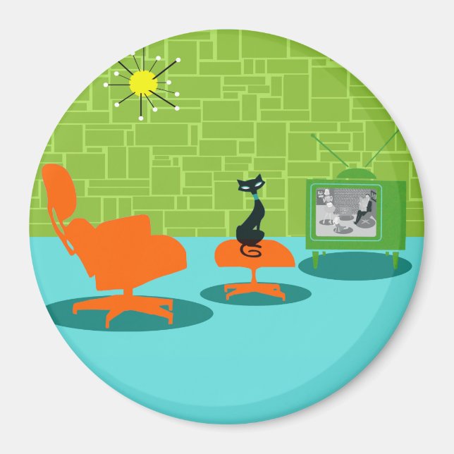Retro Space Age Kitty Magnet (Front)