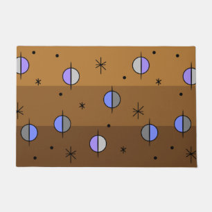 Retro Space Age Planets Stars Brown Doormat