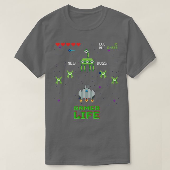 Retro Space Arcade Video Game3 T-Shirt (Design Front)