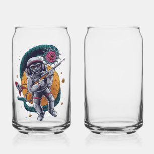 Retro Space Astronaut Cosmic Creature Sci Fi Adven Can Glass