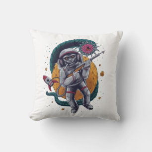 Retro Space Astronaut Cosmic Creature Sci Fi Adven Cushion