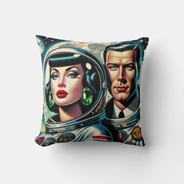 Retro Space Astronauts Cushion (Front)