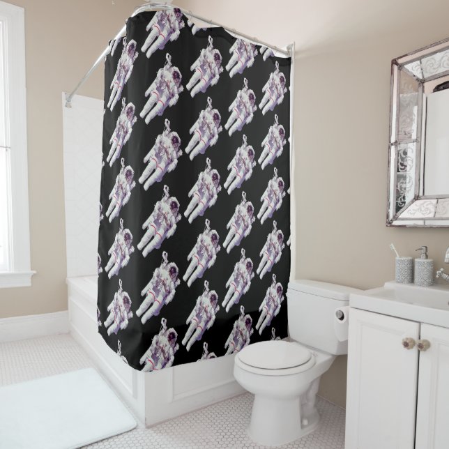 Retro Space Dreams Shower Curtain (In Situ)