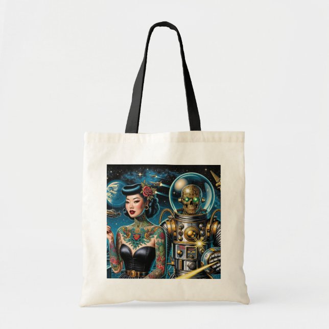 Retro Space Explorers Tote Bag (Front)