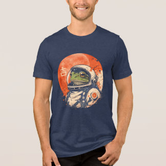 Retro Space Frog Under Red Moon Tri-Blend Shirt