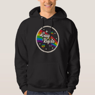 Retro Space Gay Rights Lgbt Rainbow Astronaut Vint Hoodie