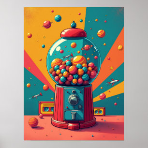 Retro Space Gumball Machine : Pop Art Poster