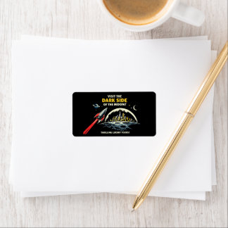 Retro Space Moon Return Address Label Sci-Fi