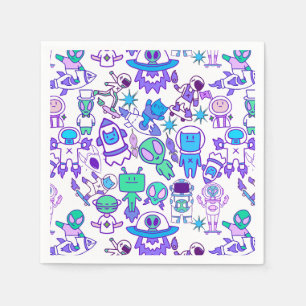 Retro space pattern napkin