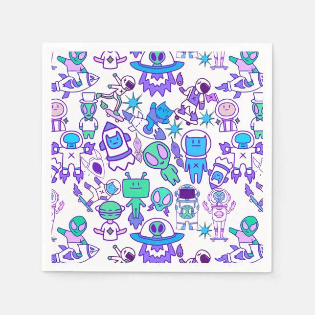 Retro space pattern napkin (Front)