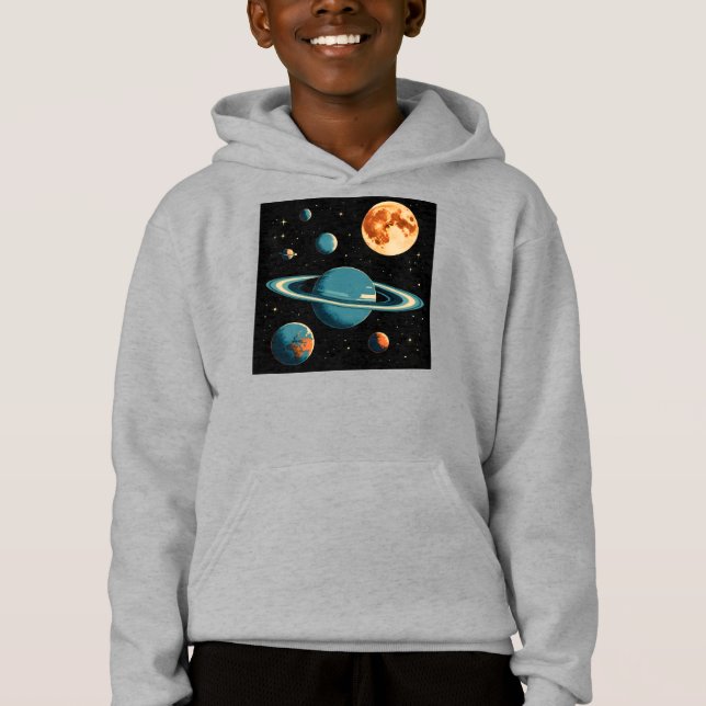 Retro Space Planets & Moon Wall Art – Mid-Century  (Front)