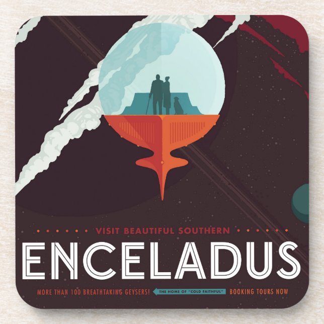 Retro Space Poster-Cassini Mission To Saturn Coaster (Front)