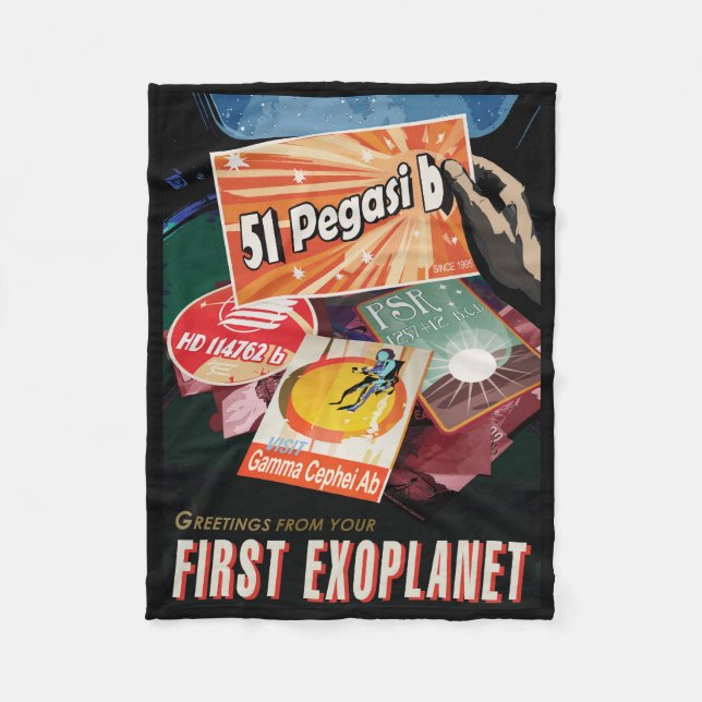 Retro Space Poster-Exoplanet Discovery 51 Pegasi B Fleece Blanket (Front)