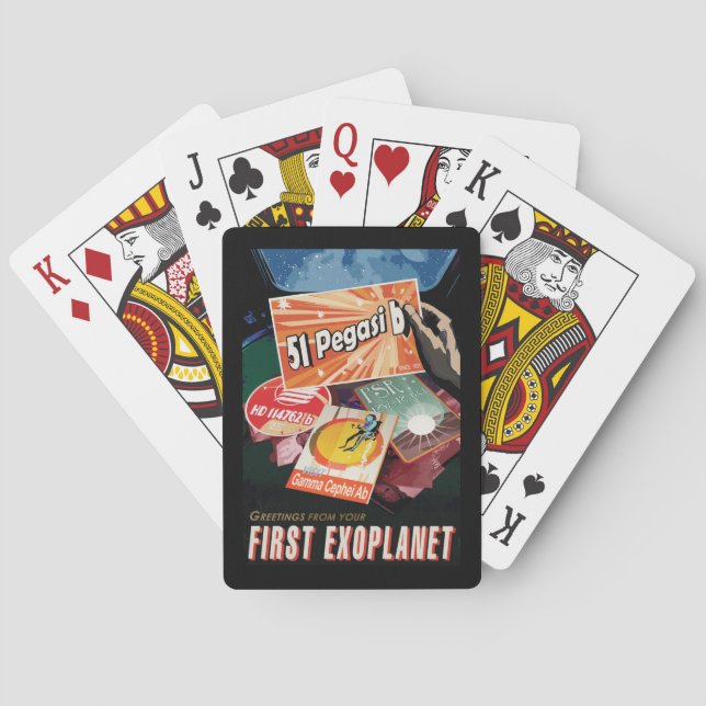 Retro Space Poster-Exoplanet Discovery 51 Pegasi B Playing Cards (Back)