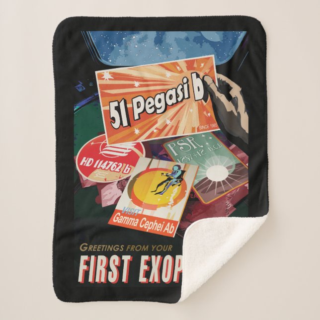 Retro Space Poster-Exoplanet Discovery 51 Pegasi B Sherpa Blanket (Front)