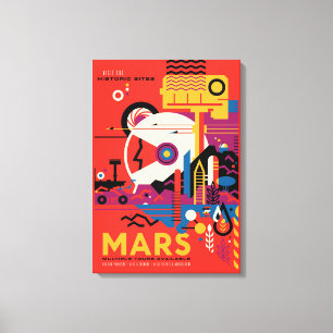 Retro Space Poster - Mars Exploration Program. Canvas Print