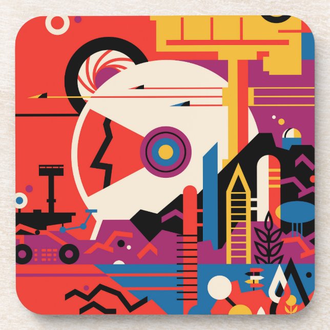 Retro Space Poster - Mars Exploration Program. Coaster (Front)