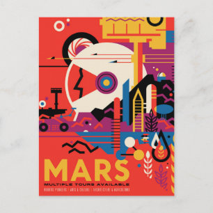 Retro Space Poster - Mars Exploration Program. Postcard