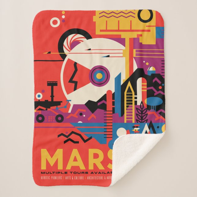 Retro Space Poster - Mars Exploration Program. Sherpa Blanket (Front)