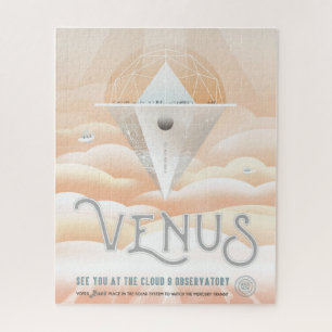 Retro Space Poster-Observatory In The Solar System Jigsaw Puzzle
