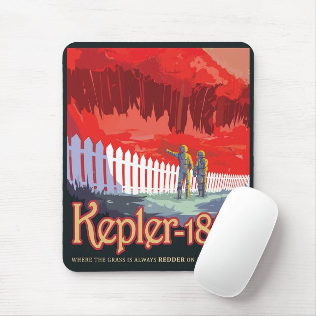 Retro Space Poster Of Kepler-186f. Mouse Pad (With Mouse)