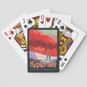 Retro Space Poster Of Kepler-186f. Playing Cards